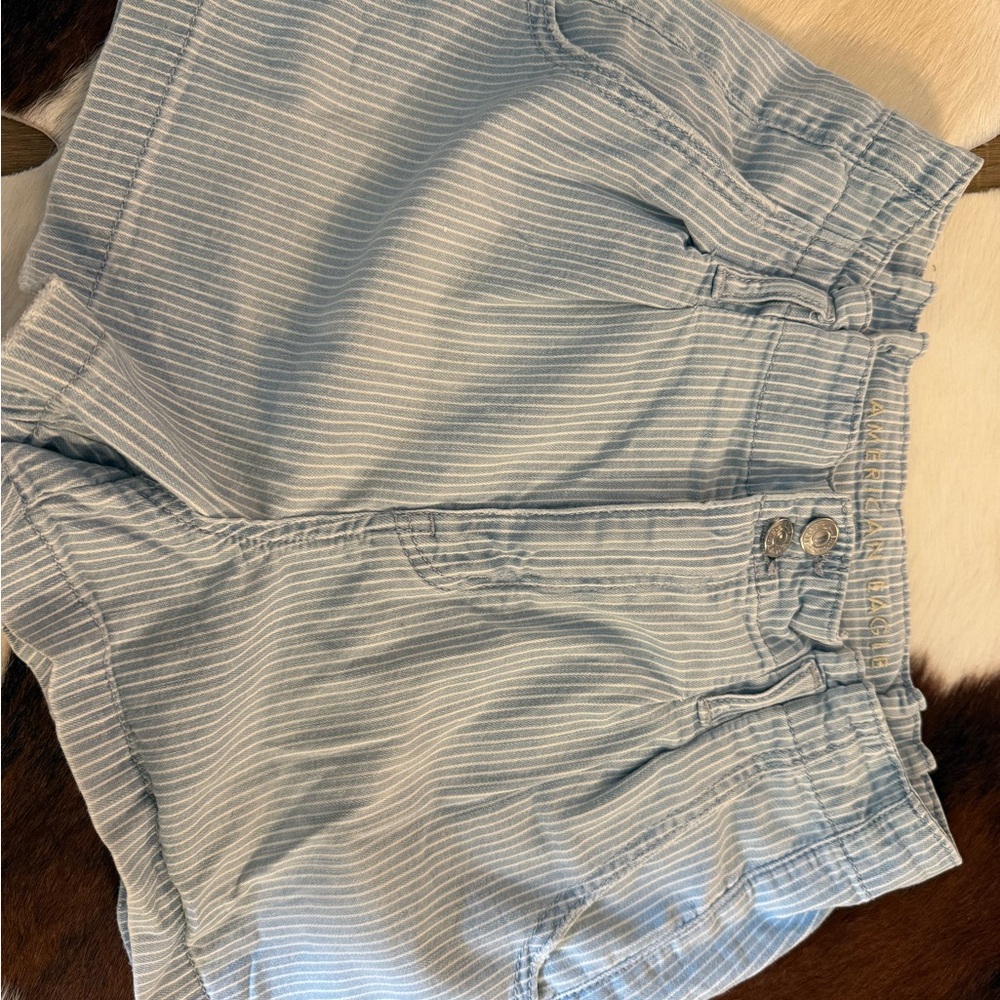 American Eagle Outfitters Light Blue Striped Jean Shorts